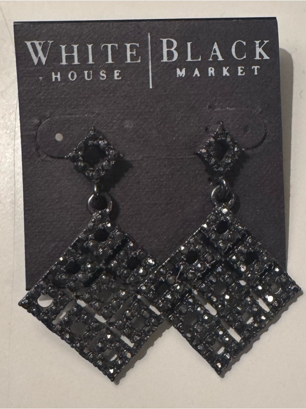 White House Black Market Black Faceted Drop Earrings